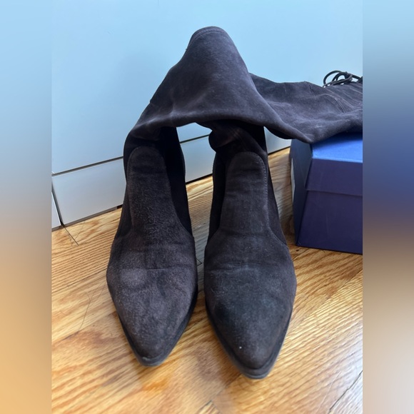 Stuart Weitzman Thighland Cola Brown Suede Over The Knee Boot Size 7 - Picture 2 of 10